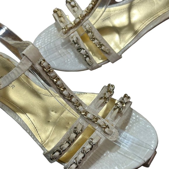 Marc Fisher Sandals Womens 9M Padalis Gold Chain T-strap Resort Wedding - Picture 10 of 12